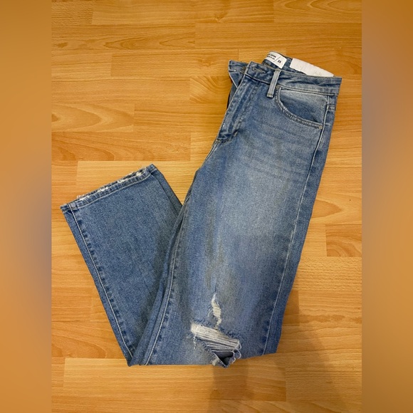 Light Wash Distressed High Rise Dad Jeans - Picture 2 of 4